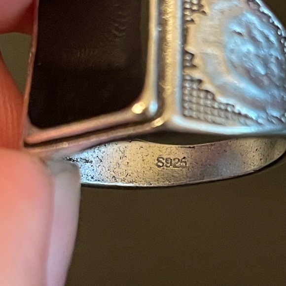 Black obsidian S925 stamped silver ring size 10 - Picture 6 of 8